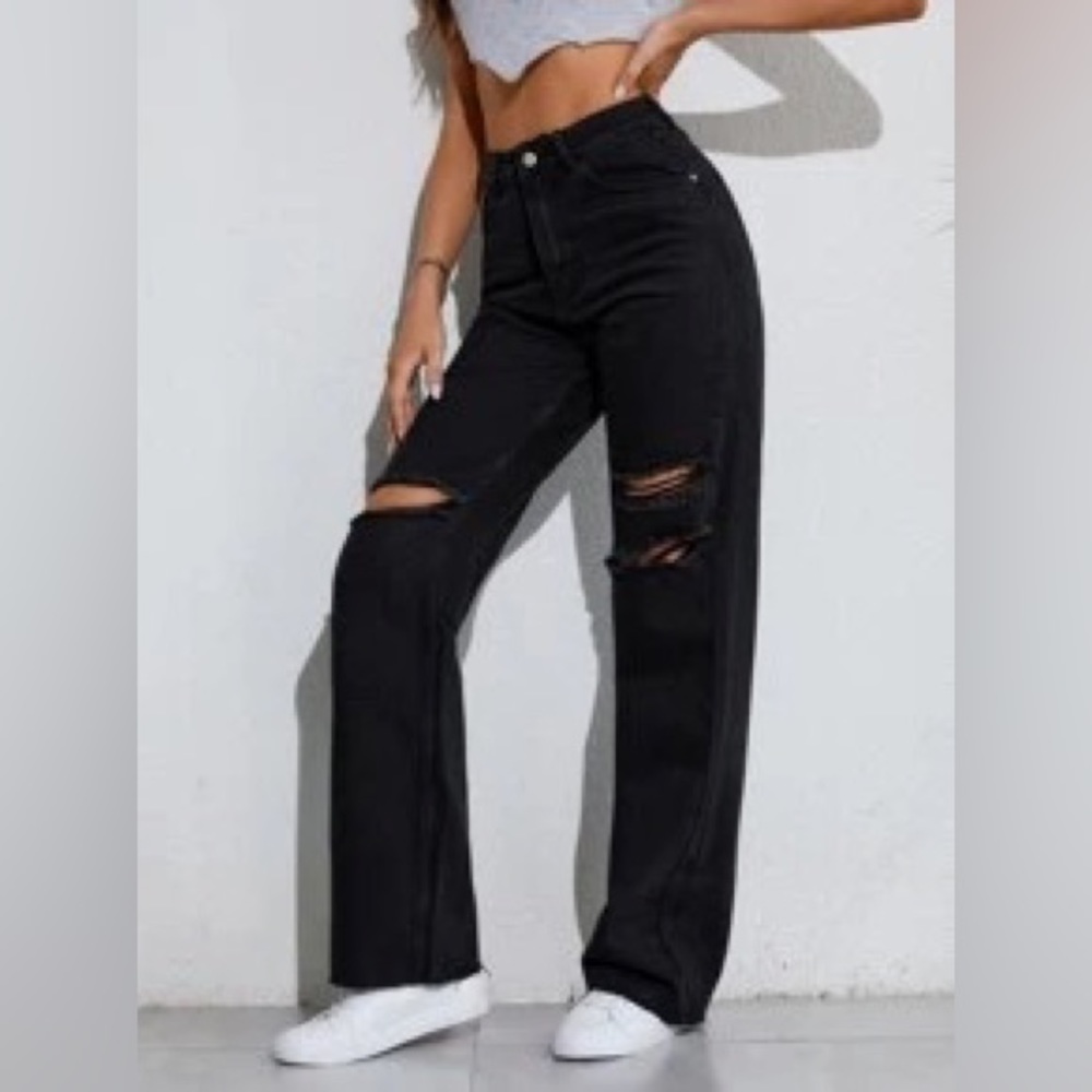 Shein, Small, black wide leg jeans